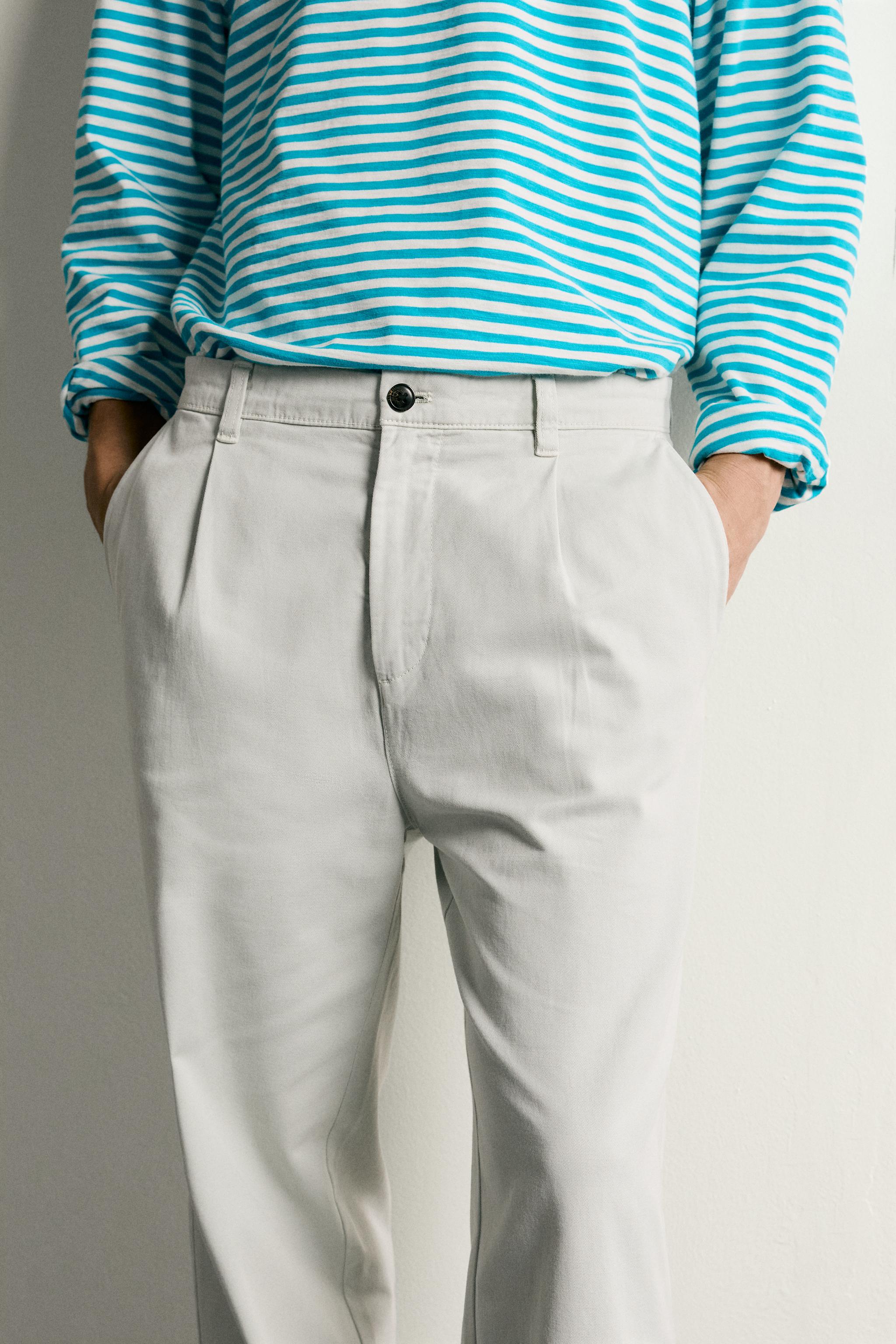 PLEATED STRAIGHT-FIT CHINO TROUSERS